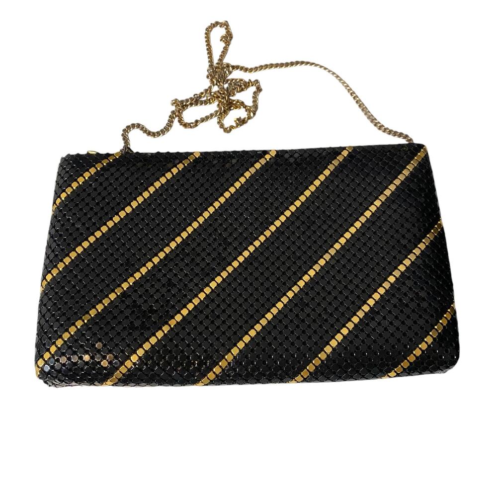 Black and Gold Sequin Purse with Chain Strap Elegant Cocktail Shoulder Bag